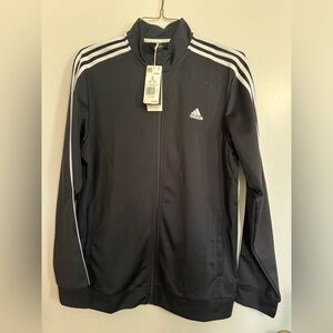 adidas Black Track Jacket with White Stripes